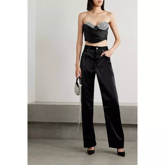 AREA NYC Embroidered Crystal Cup Draped Bustier Top Size 4 - Picture 8 of 8